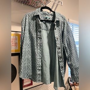 future collective checkered denim jacket